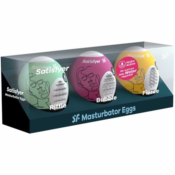 SATISFYER - 3 OVOS MASTURBADORES RIFFLE, BUBBLE  FIERCE - Image 2