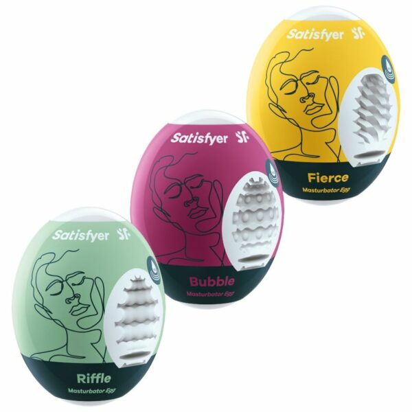 SATISFYER - 3 OVOS MASTURBADORES RIFFLE, BUBBLE  FIERCE