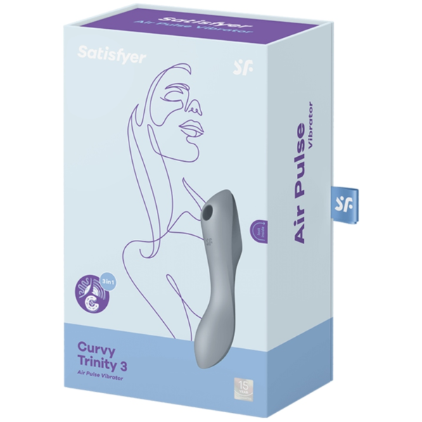 SATISFYER - VIBRADOR DE PULSO DE AR CURVY TRINITY 3 CINZA - Image 3