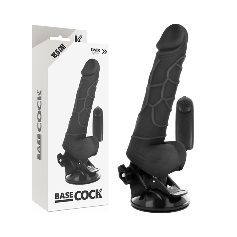 BASECOCK REALISTIC VIBRATOR REMOTE CONTROL PRETO 18,5 CM