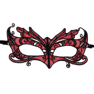 QUEEN LINGERIE - MSCARA DE RENDA COM DETALHES VERMELHOS
