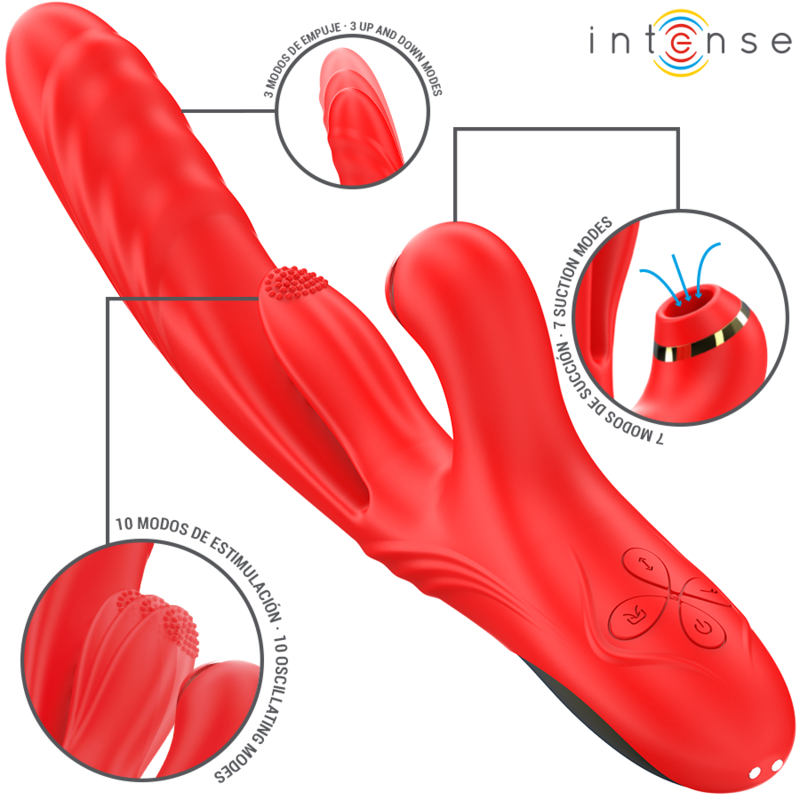 INTENSE - KAROL MULTIFUNÇÃO VIBRADOR THRUST  ESTIMULAÇÃO  ONDAS ESTIMULANTES VERMELHO