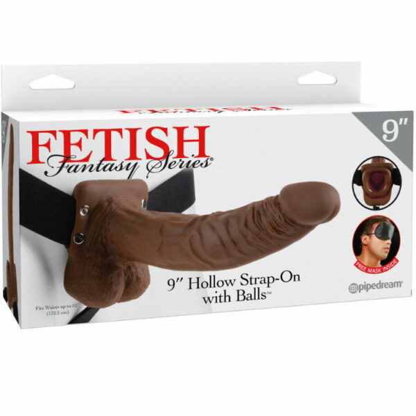 FETISH FANTASY SERIES - 9 STRAP-ON OCO COM BOLAS 22,9CM CASTANHO - Image 2
