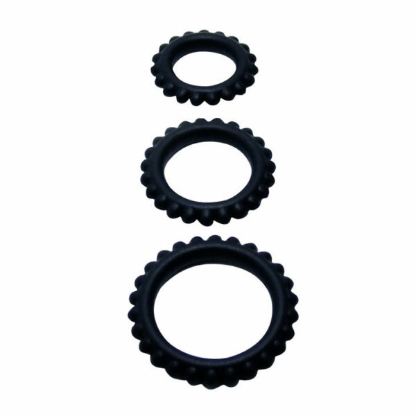 BAILE - CONJUNTO TITAN 3PCS ANEL PARA GALO PRETO 2.8 + 2.4 + 1.9 CM - Image 2