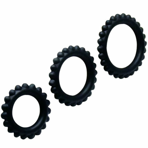 BAILE - CONJUNTO TITAN 3PCS ANEL PARA GALO PRETO 2.8 + 2.4 + 1.9 CM - Image 3