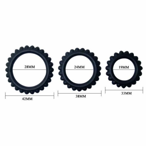 BAILE - CONJUNTO TITAN 3PCS ANEL PARA GALO PRETO 2.8 + 2.4 + 1.9 CM - Image 4