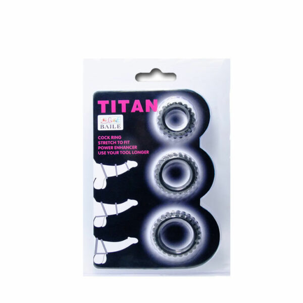 BAILE - CONJUNTO TITAN 3PCS ANEL PARA GALO PRETO 2.8 + 2.4 + 1.9 CM - Image 5